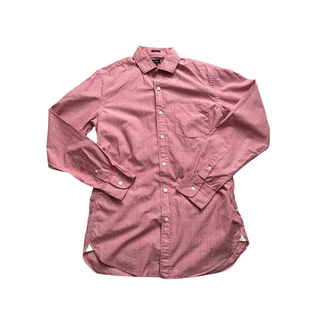 J.Crew Ludlow Men's Medium Red Plaid 120's 2-Ply Cotton Button-Down Shirt‎